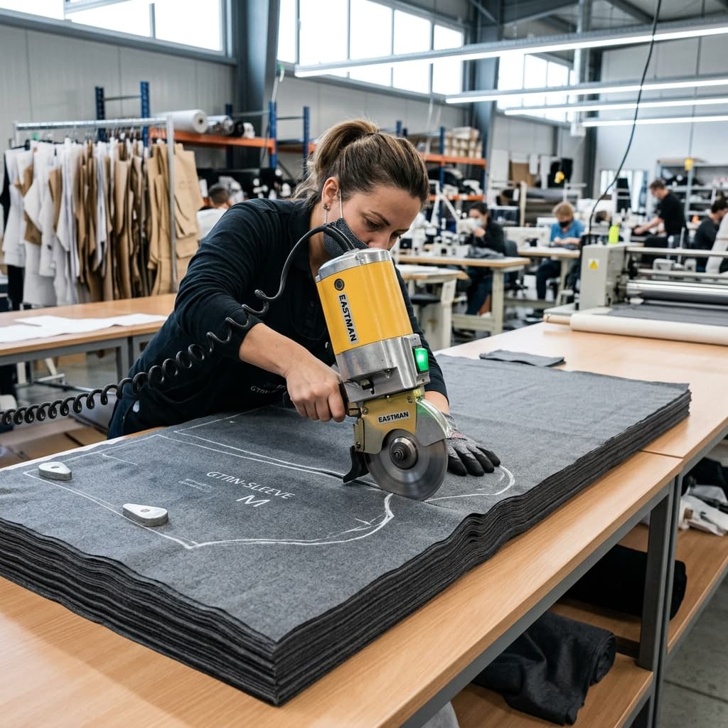 Apparel production stage 03: Cutting - Panels cut, bundled and issued